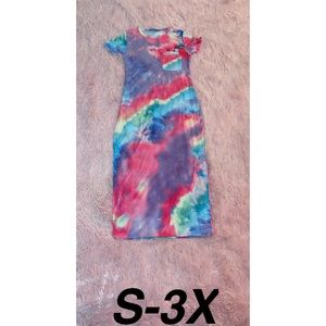 TYEDYE SHIRT DRESS WITH SPILTS ON BOTH SIDES